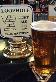 Beer tap of Clun Brewery's Loophole light ale