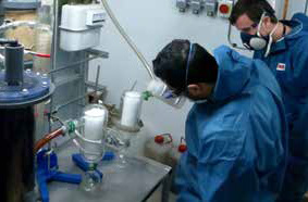 Pyrolysis process in laboratory