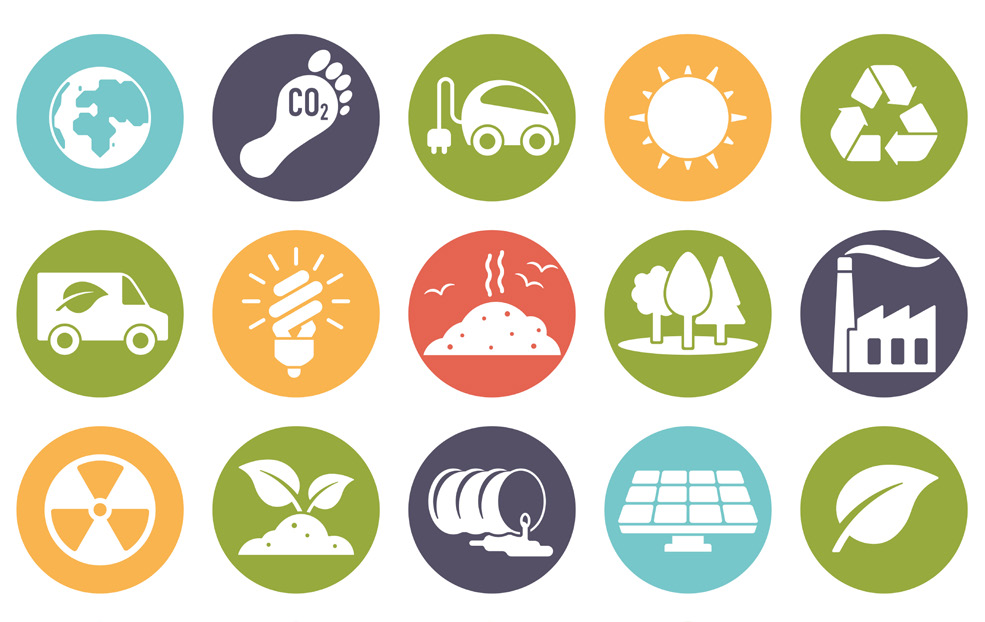 Icons showing different methods of sustainability