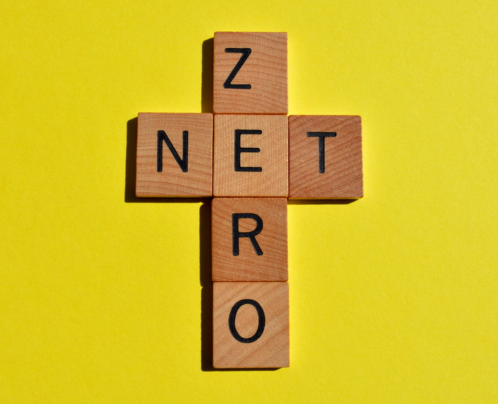 Scrabble pieces spelling Net Zero